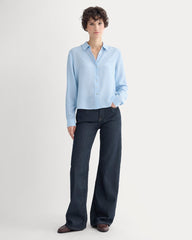 Shrunken Top in Washable Silk | Open Air Blue