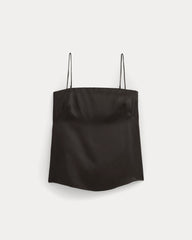 Thin Strap Cami in Silk Charmeuse | Black