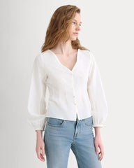 Balloon Sleeve Top in Cotton Silk | Bone