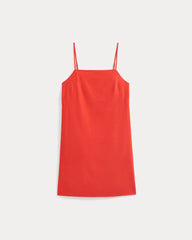 Mini Shift Dress in Stretch Linen | Fiery Red