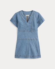 Denim Short-Sleeve Dress | Light Indigo