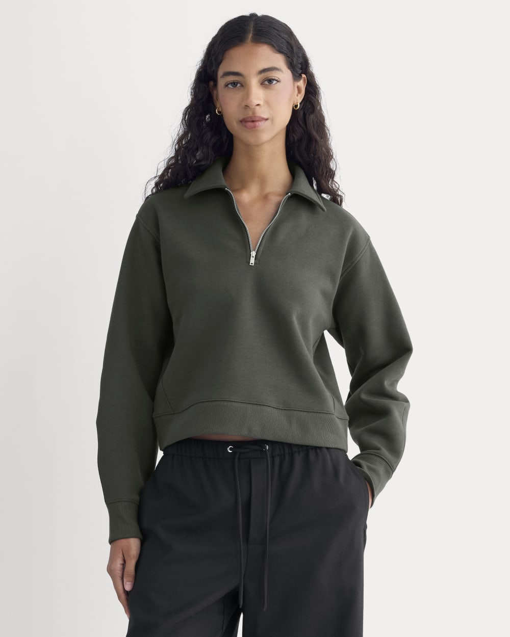 Luxe Fleece Zip Polo | Washed Black